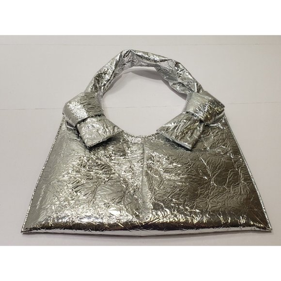 Little Liffner Purse Handbag Clutch Pleated Knotted Magnetic Close Silve… - Picture 1 of 9